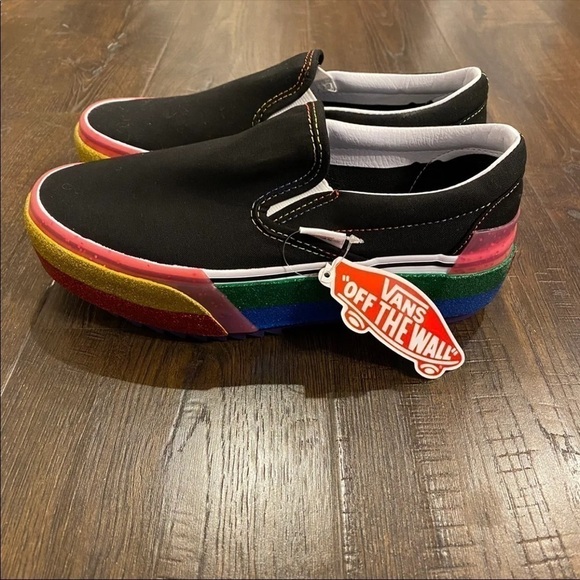 VANS Classic Slip-on Stacked Platform Rainbow Sneaker Size 6 Women - Picture 5 of 9